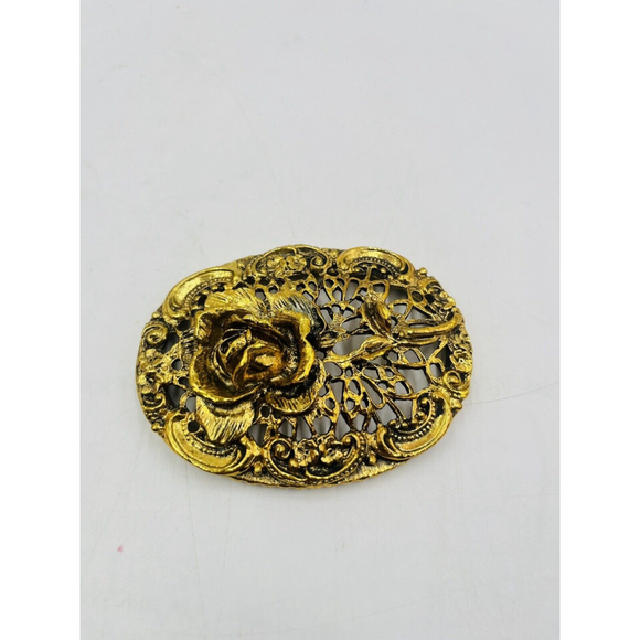 VTG StyleBuilt Gold Oval Trinket / Jewlery Box Floral Design Lid - Picture 6 of 7